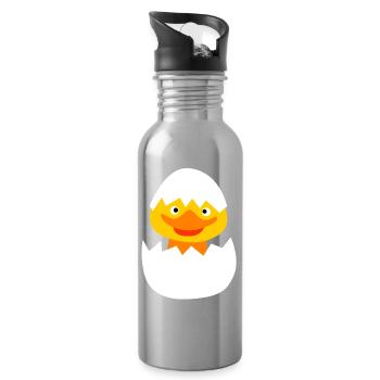 Chick Cute Easter Cute Kids Egg Easter Egg Yellow - Water bottle with straw - silver - Right