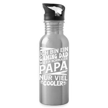 Papa joueur dicton - Gourde avec paille intégrée - argent clair - Droite