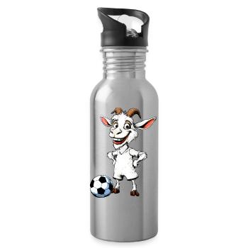 Goats Football / Footballer Goat - Water bottle with straw - silver - Right