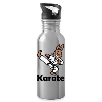 Karate Hase - Trinkflasche mit integriertem Trinkhalm - Lightsilver - Rechts