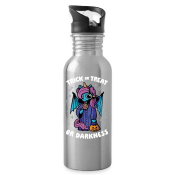 Dark Cute Unicorn - Trick or Treat or Darkness - Water bottle with straw - silver - Right