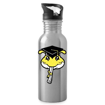 Caterpillar High School Graduation Passed College Worm - Water bottle with straw - silver - Right