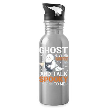 Gruseliges Geister-Kaffeegespräch T-Shirt - Trinkflasche mit integriertem Trinkhalm - Lightsilver - Rechts