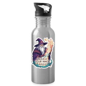 Alter Zauberer Magier – Unleash Your Inner Magic - Trinkflasche mit integriertem Trinkhalm - Lightsilver - Rechts