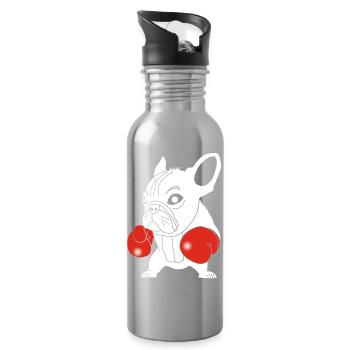 Weißer Hundeboxer - Trinkflasche mit integriertem Trinkhalm - Lightsilver - Rechts