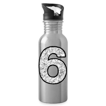 Six digits with scratch texture - Water bottle with straw - silver - Right