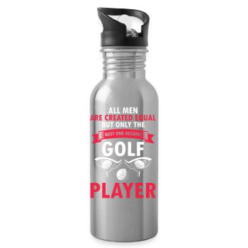 Only The Best Men Become Golf Player Quote - Water bottle with straw - silver - Right