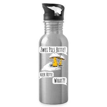 Bier bestellen ist nicht einfach! Pils oder Pilz? - Trinkflasche mit integriertem Trinkhalm - Lightsilver - Rechts