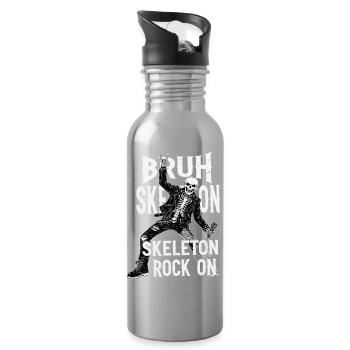 Skelett Rock Leder Punk - Trinkflasche mit integriertem Trinkhalm - Lightsilver - Rechts