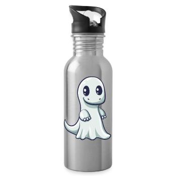 Dinosaur brontosaurus Halloween ghost - Water bottle with straw - silver - Right