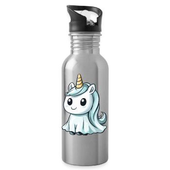 Licorne Halloween fantôme - Gourde avec paille intégrée - argent clair - Droite