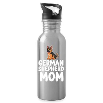German Shepherd Mom Dog Mom Shepherd Dog - Water bottle with straw - silver - Right