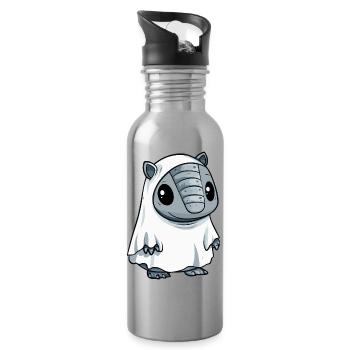 Armadillo Halloween Ghost - Water bottle with straw - silver - Right
