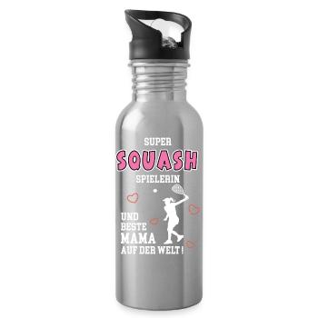 Squash Beste Mama Mutter Muttertag Geburtstag - Trinkflasche mit integriertem Trinkhalm - Lightsilver - Rechts