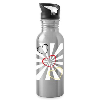 Retro Deutschland Herz  - Trinkflasche mit integriertem Trinkhalm - Lightsilver - Rechts