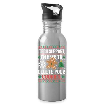 Tech Support Cookie Spruch - Trinkflasche mit integriertem Trinkhalm - Lightsilver - Rechts