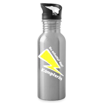 Du schaffst das! Kämpferin - Glücksbringer Mädchen - Trinkflasche mit integriertem Trinkhalm - Lightsilver - Rechts