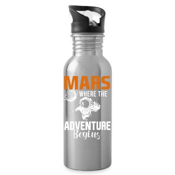 Mars planète espace fusée vintage - Gourde avec paille intégrée - argent clair - Droite