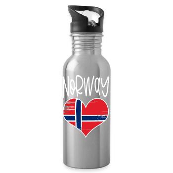 Norway - Water bottle with straw - silver - Right