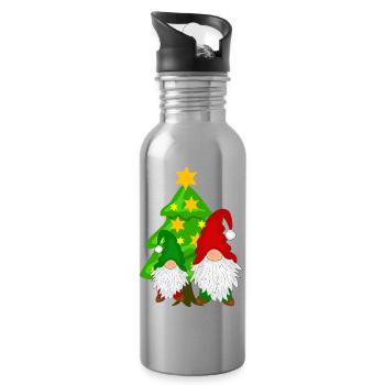 Wichtel vor dem Tannenbaum - Trinkflasche mit integriertem Trinkhalm - Lightsilver - Rechts