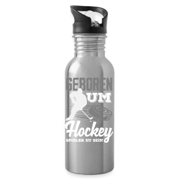 Lustiges Hockey Hockeyspieler Geschenk - Trinkflasche mit integriertem Trinkhalm - Lightsilver - Rechts