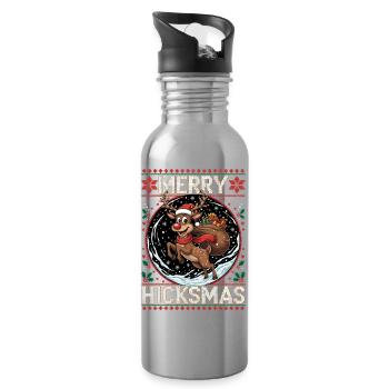 Weihnachten Rentier Rudolph - Weihnachten - Trinkflasche mit integriertem Trinkhalm - Lightsilver - Rechts