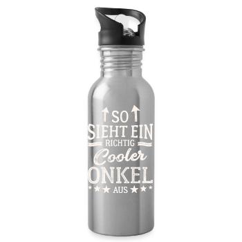 So sieht ein richtig cooler Onkel aus - Trinkflasche mit integriertem Trinkhalm - Lightsilver - Rechts