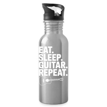 Manger. Dormir. Guitare. Répéter. - Gourde avec paille intégrée - argent clair - Droite