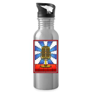 Retro-Mikrofon-Buntglas-Design - Trinkflasche mit integriertem Trinkhalm - Lightsilver - Rechts