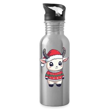 Noël de la chèvre de montagne - Gourde avec paille intégrée - argent clair - Droite