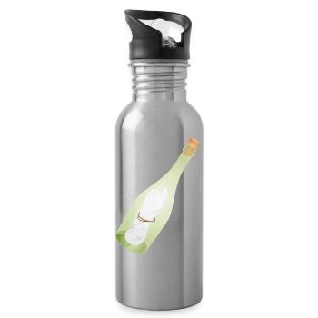 Message romantique vintage dans une bouteille avec un message ancien - Gourde avec paille intégrée - argent clair - Droite