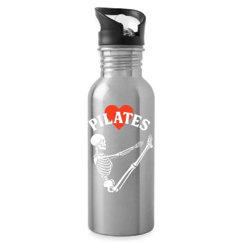 Cœur de squelette de Pilates - Gourde avec paille intégrée - argent clair - Droite