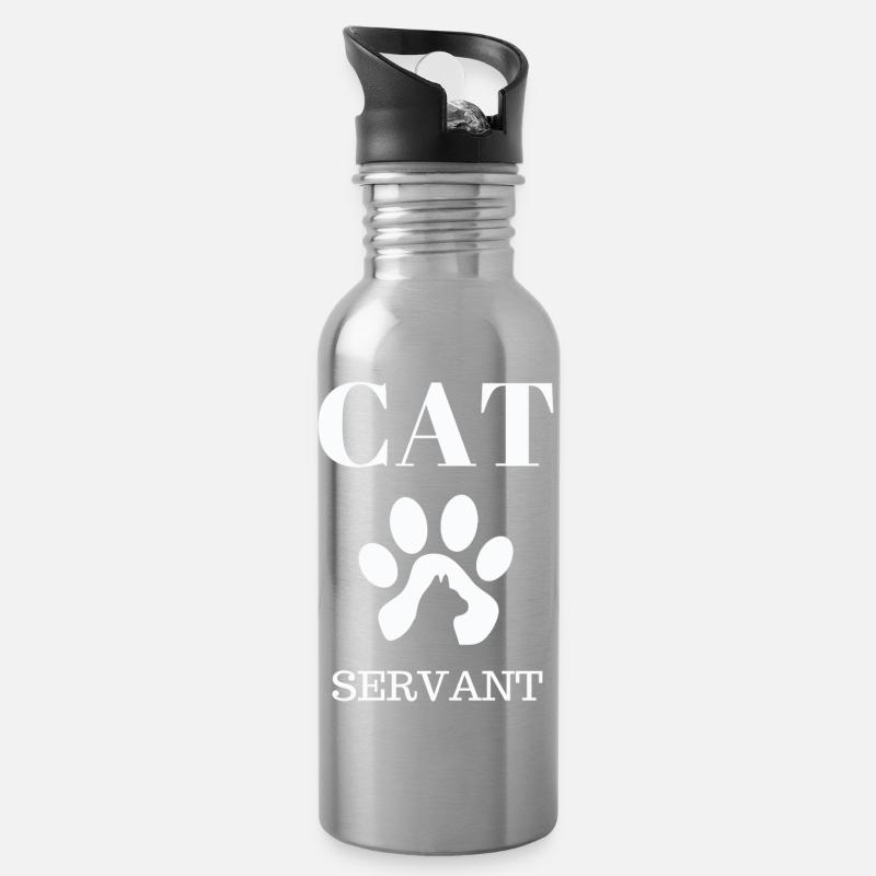 Cat Paw Servant - Water bottle with straw - silver