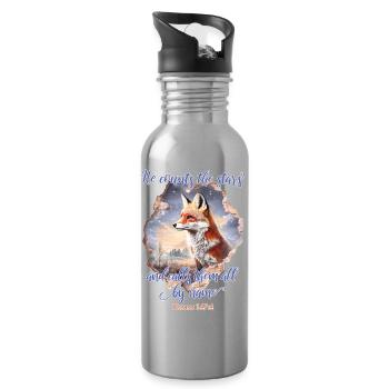 Fuchs Bibelvers Christlich - Trinkflasche mit integriertem Trinkhalm - Lightsilver - Rechts