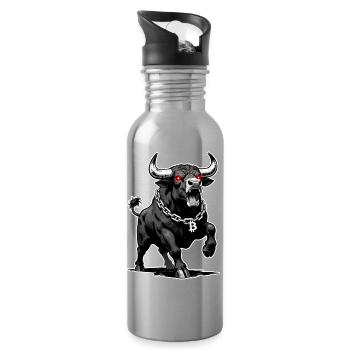 Bitcoin Bull Red Laser Eyes Crypto Bull Run - Water bottle with straw - silver - Right