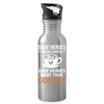 Café Espresso Caféine Barista - Gourde avec paille intégrée - argent clair - Droite