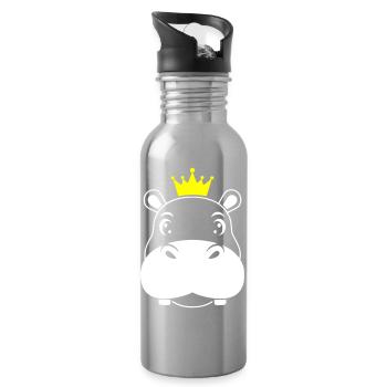 Nilpferd König Krone Prinz Vektor - Trinkflasche mit integriertem Trinkhalm - Lightsilver - Rechts