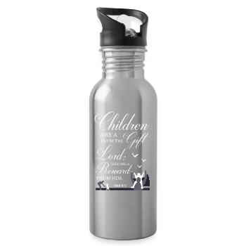 Children Are A Gift Bible Verse - Water bottle with straw - silver - Right