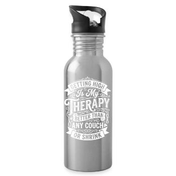 Getting High Is My Therapy - Water bottle with straw - silver - Right