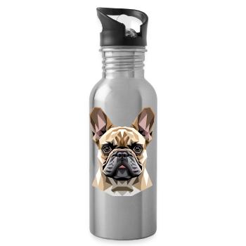 Motif du chien bouledogue français Grand Danois français - Gourde avec paille intégrée - argent clair - Droite