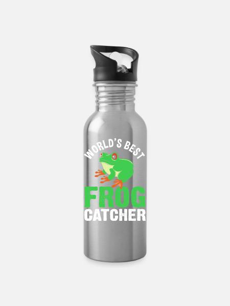 Laubfrosch Frosch - Trinkflasche mit integriertem Trinkhalm - Lightsilver