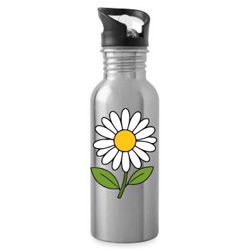 Blume weiß weiße Blumen Gänseblümchen Blüte - Trinkflasche mit integriertem Trinkhalm - Lightsilver - Rechts