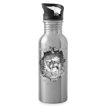Wolf Christlich - Trinkflasche mit integriertem Trinkhalm - Lightsilver - Rechts