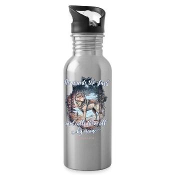 Wolf Christlich - Trinkflasche mit integriertem Trinkhalm - Lightsilver - Rechts