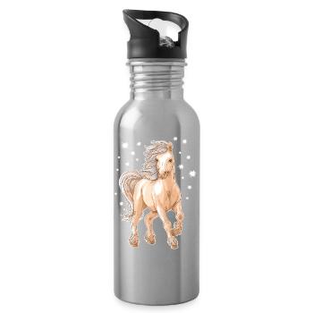 Horse Pony - Water bottle with straw - silver - Right