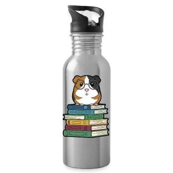 Guinea Pig Books Nerd - Water bottle with straw - silver - Right