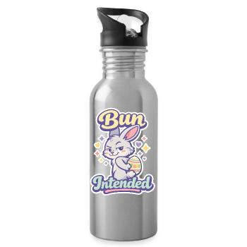 Hase Häschen Frühling Sommer Ostern Garten - Trinkflasche mit integriertem Trinkhalm - Lightsilver - Rechts