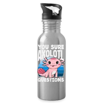 Cute Axolotl Kawaii Axolotl Lover - Water bottle with straw - silver - Right