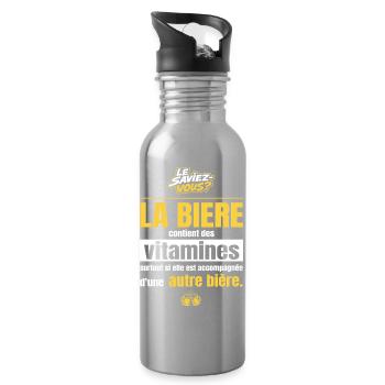 Le saviez-vous ? La bière contient des vitamines - Gourde avec paille intégrée - argent clair - Droite