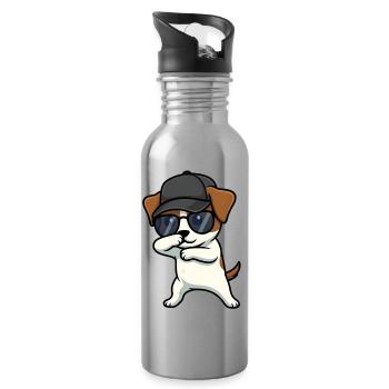Dabbing Jack Russel Terrier - Trinkflasche mit integriertem Trinkhalm - Lightsilver - Rechts